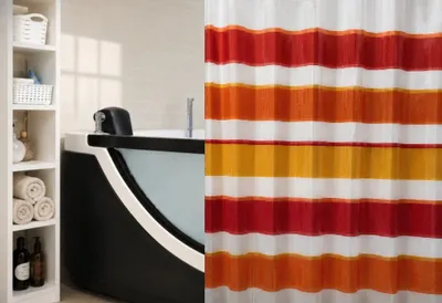 Produktbild von OBI Linea Rubin Duschvorhang 180x200 PEVA PVC-frei Wasserdicht Rot Orange
