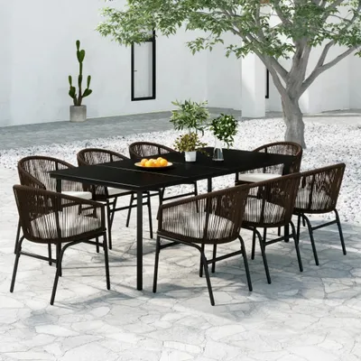 Produktbild von 9-tlg. Garten-Essgruppe Braun , Gartenmöbel-Sets Design 2024