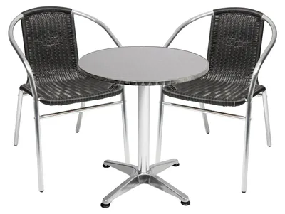 Produktbild von Bistrogarnitur 3-teilig Aluminium - Rattan / Schwarz