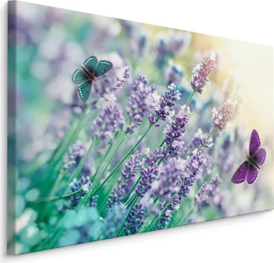 Produktbild von Fabelhafte Canvas LEINWAND BILDER 100x70 cm XXL Kunstdruck Natur Blumen Lavendel Wiese