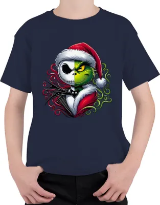 Produktbild von Nightmare before Christmas Grinch Skelett - Weihnachten Christmas Xmas Uni Kinder T-Shirt, Navy, 140