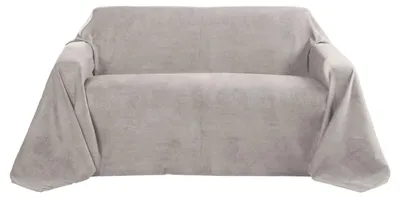 Immagine prodotto di Beautissu Copriletto 210x280 cm Copriletti per divano in pelle scamosciata grigio chiaro