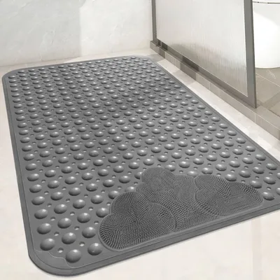 Produktbild von Duschmatte rutschfest 106x66cm Grau TPE mit Saugnäpfen und Fußmassage