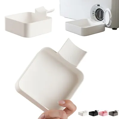 Image de Bac pour filtre de lave-linge avec bec verseur, plat 4,5 cm, récupérateur d'eau, impression 3D – Blanc