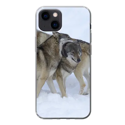 Produktbild von MuchoWow® Handyhülle Schutzhülle Hülle für iPhone 13 mini Wolf - Europa - Schnee Silikon Softcase Handy Hülle - Softcase
