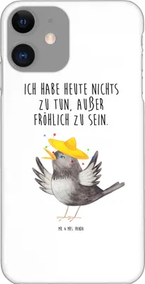 Produktbild von Mr. & Mrs. Panda Iphone 11 Handyhülle Rabe Sombrero - Weiß - Geschenk, Cover, Motivation, Smartphone Hülle, Vögel, Spruch Positiv, Vogel, Elster, Handy Schutzhülle