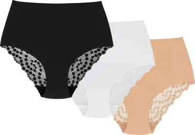 Immagine prodotto di Wol-Bar Promessa 3 pezzi di mutandine beige-bianco-nero M High