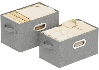 Image de Omgoods - Boîtes de rangement en tissu, pliables avec poignées, lot de 2