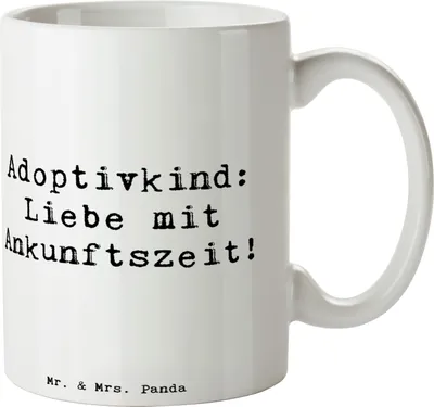 Produktbild von Mr. & Mrs. Panda Tasse Spruch Adoptivkind Liebe - Weiß - Geschenk, Familie, kaffeebecher keramik, Keramikbecher, liebevolle Bindung, Trinkbecher, Bedingungslose