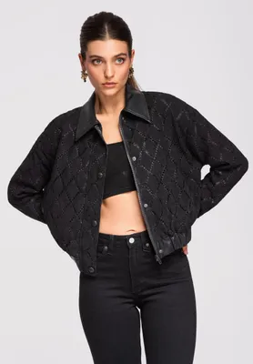 Produktbild von Ombre Damen-Bomberjacke in Modern-Urban-Chic-Optik schwarz L