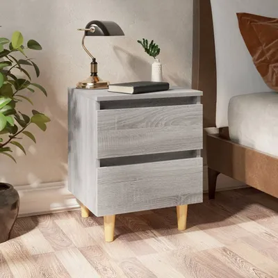 Zdjęcie produktu dla vidaXL Stolik nocny z nogami z litego drewna 2 szt. Szara Sonoma 40x35x50cm