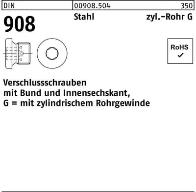 Immagine prodotto di Tappi a vite Reyher DIN 908 acciaio G 1 3/4 A 009085041750000 (5 pezzi)