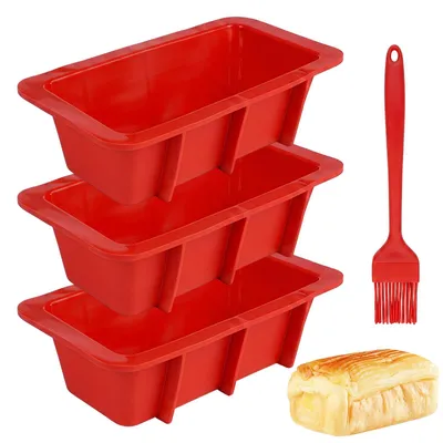 Produktbild von Brotbackform aus Silikon - Rechteckig - 3 Stück - 16 x 9 x 4,5 cm