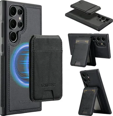 Produktbild von Samsung Galaxy S26 Ultra Hülle - LC.IMEEKE L3 - Leather Back Cover mit Kartenhalter - MagSafe Compatible - Schwarz