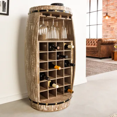Produktbild von riess-ambiente Shabby Chic Weinregal BODEGA 100cm natur Pinie Weinfass für 24 Flaschen Flaschenregal Weinschrank Regal