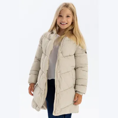 Produktbild von Minoti Winterjacke wattiert Kapuze Beige Gr. 104 für Mädchen