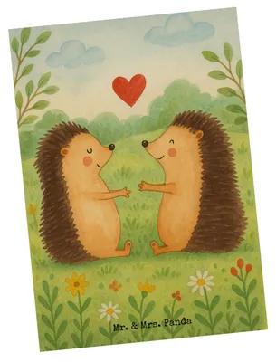 Produktbild von Mr. & Mrs. Panda Postkarte Igel Liebe Design - Weiß - Geschenk, Hochzeit, Hochzeitstag, Freundin, Grußkarte, Ansichtskarten, Ansichtskarte, Postkarten, bildkarte
