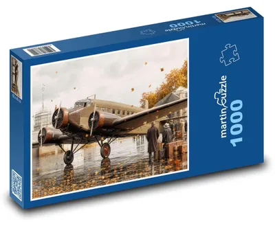 Produktbild von Puzzle 1000 Flugzeug am Flughafen - martinpuzzle
