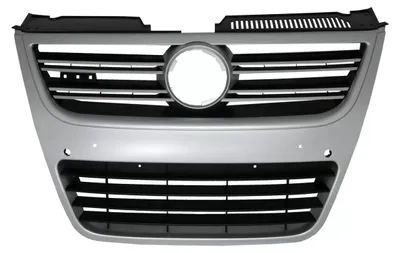 Imagen del producto de Rejilla delantera para VW Passat 3C, modelos 2007-2010, color plateado, con apariencia de aluminio.