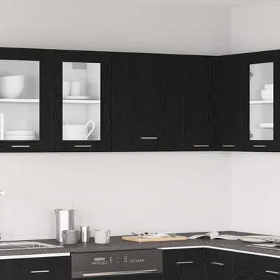 Produktbild von PUEAZU Hängeschrank Schwarz Eichen-Optik 50 x 31 x 60 cm Holzwerkstoff - Küchenschränke &28508