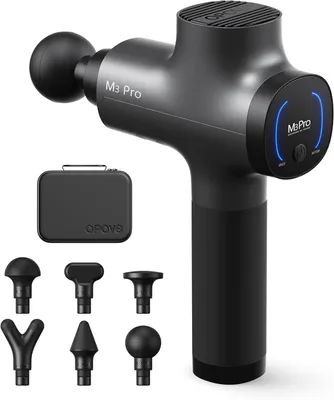 Produktbild von OPOVE M3 Pro 2 Massagepistole mit 6 Aufsätzen, 5 Geschwindigkeiten, LED-Display, 2500 U/min, 12 mm Amplitude, 2600mAh Akku, leichte Muskelmassagegerät