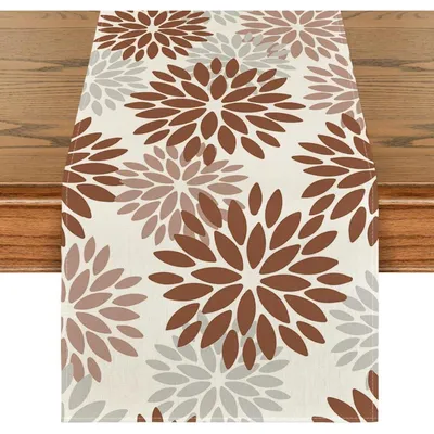 Produktbild von Tischläufer Blumen Dahlien Herbst Braun 40x140 cm 100% Polyester