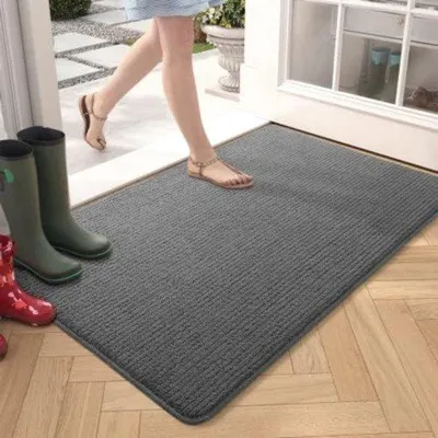 Productafbeelding van Zwarte droogdoekmat - Wasbaar en antislip - Gemakkelijk schoon te maken - Afmetingen 50x80 cm