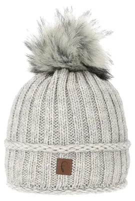 Produktbild von Faera Strickmütze mit Bommel Thermo-Fleece Beanie Modisch One Size