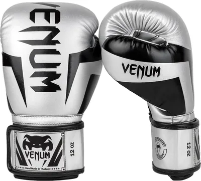 Productafbeelding van Venum Elite bokshandschoenen - Zilver-zwart - 16 ounce