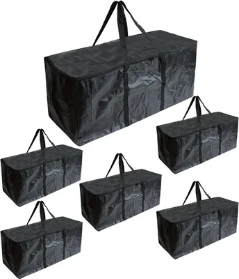 Produktbild von Umzugstaschen 85 l, 6 St., wasserdicht, Reißverschluss und Griffe, schwarz, für Kleidung