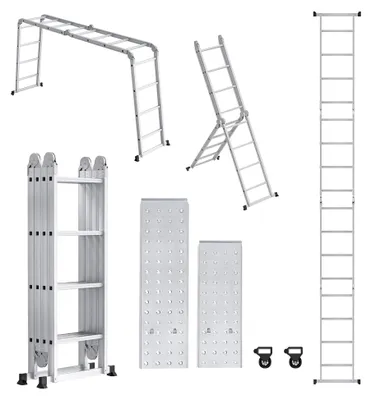 Produktbild von 6-in-1 Aluminium Mehrzweckleiter mit Plattform 4,7m