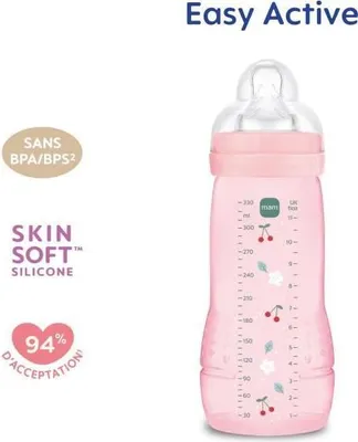 Produktbild von MAM Easy Active Babyflasche, 6+ Monate, 330 ml, Sauger Größe X, Berry