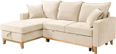 Produktbild von home24 Ecksofa mit Schlaffunktion - Flachgewebe