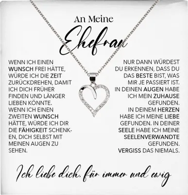 Produktbild von 22Feels Ehefrau Geschenk Ich Liebe Dich Frauen Herz Halskette Valentinstag Schatz Hochzeitstag Damen Collier Ehejubiläum (Damen Silber 925/000 Schmuck)