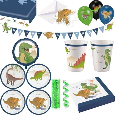 Produktbild von Fröhliche Dinosaurier Partyset Kindergeburtstag Party Deko