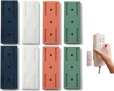 Produktbild von 8 Stück selbstklebende stanzfreie Steckdosenhalter, Steckdosenhalter, selbstklebende Powerboard-Halter, selbstklebende Desktop-Steckdosenfixierung für WLAN-Router, Steckdose