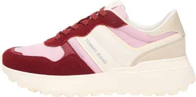 Produktbild von Tommy Jeans Damen Runner Sneaker Cleated Suede Mix zum Schnüren, Rot (Deep Dahli