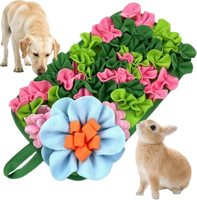 Produktbild von Schnüffelteppich 45 x 25 cm, Polyester und Fleece, Blumenmuster, rutschfest, für Haustiere