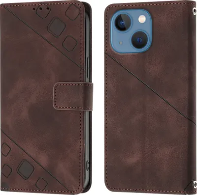 Produktbild von Hülle für iPhone 14 Prägung Flip Leder Brieftasche Schutzhülle mit Ständer Braun