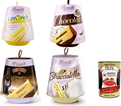 Produktbild von Testpaket Bauli Pandoro Limoncè, Baileys, stracciatella, panne e cioccolato weich pandoro 4x 750g + Italian Gourmet polpa 400g