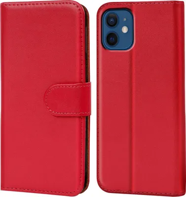 Produktbild von Conie Klapp Tasche für iPhone 12 Mini Kartenfach Rundumschutz Hülle in Rot
