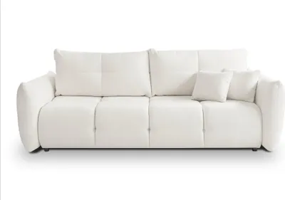 Produktbild von Sofa MODA mit Schlaffunktion, Schlafsofa, Wohnzimmersofa, Couch, Soffa, Bettsofa, Geflochtener Stoff – Creme SICURO 60