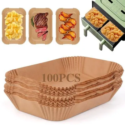 Immagine prodotto di Carta da forno per friggitrice ad aria, 100 fogli da 22x14 cm, a doppio strato