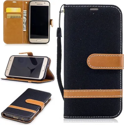 Produktbild von Tasche für Samsung Galaxy A3 2017 Jeans Cover Handy Schutz Hülle Case Schwarz