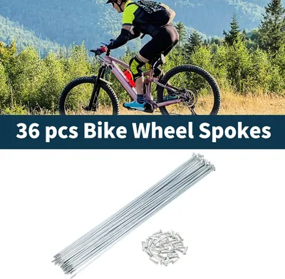 Image de Rayons de vélo Rayons de roue de vélo en acier au carbone galvanisé ton argent 1 ensemble 14G Longueur 297mm