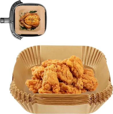 Obrázok produktu pre Papier na pečenie do teplovzdušnej fritézy 100 kusov, pre štvorcové fritézy, 6 L a 3 L, pre fritézu
