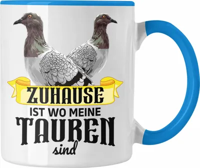 Produktbild von Trendation - Taubenzüchter Geschenk Zaubenzucht Zubehör Tauben Tasse Lustiger Spruch Taubenflüsterer Taubenliebhaber Becher Zuhause Ist Wo Meine Tauben Sind (Blau)