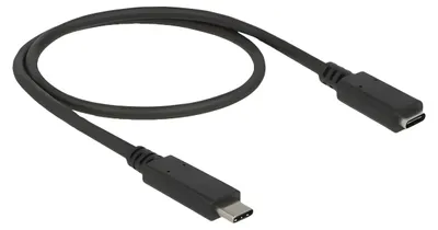 Zdjęcie produktu dla DeLOCK 85532, 0,5 m, USB C, USB C, USB 3.2 Gen 1 (3.1 Gen 1), Czarny
