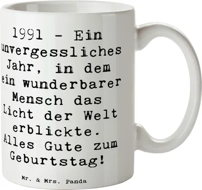 Produktbild von Mr. & Mrs. Panda Pott Spruch 1991 Geburtstag - Weiß - Geschenk, 30., Tasse, einzigartig, Geschenke, Geschenktasse, Teepott, Happy Birthday, Alter, Becher, Kaffeetasse