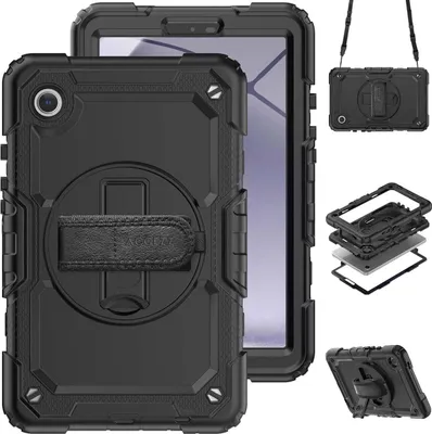 Image de Accezz Rugged Backcover avec bandoulière pour la Samsung Galaxy Tab A9 8.7 pouces - Noir